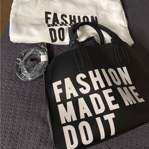Fashion Made Me Do It Black Tote Bag